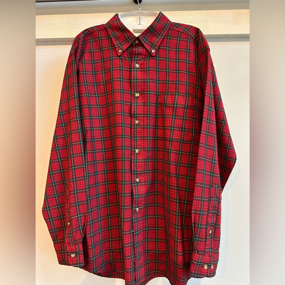 Pendleton Authentic Tartan plaid 100% Wool button down long sleeve shirt Size L